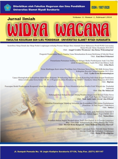 					View Vol. 11 No. 1 (2016): Widya Wacana
				