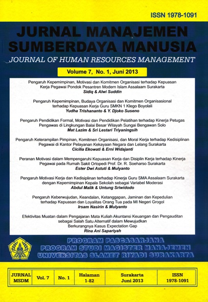 					View Vol. 7 No. 1 (2013): Manajemen Sumber Daya Manusia
				