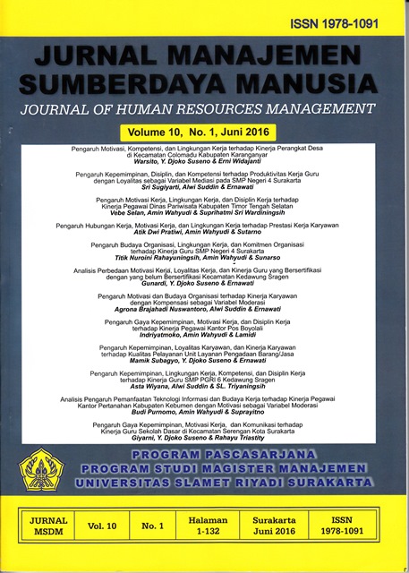 					View Vol. 10 No. 1 (2016): Manajemen Sumber Daya Manusia
				