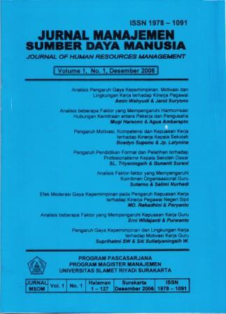 					View Vol. 1 No. 1 (2006): Jurnal Manajemen Sumber daya Manusia
				