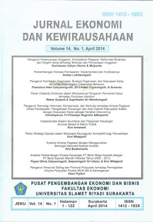					View Vol. 14 No. 1 (2014): Jurnal Ekonomi dan Kewirausahaan : March
				