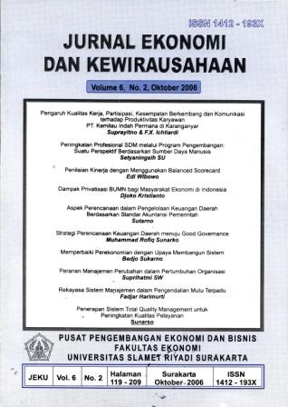 					View Vol. 6 No. 2 (2006): Ekonomi dan Kewirausahaan
				