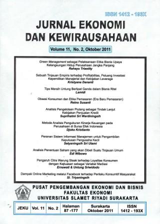					View Vol. 11 No. 2 (2011): Ekonomi dan Kewirausahaan
				