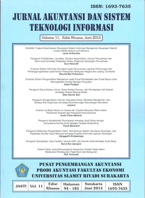 					View Vol. 11 (2015): Akuntansi dan Sistem Teknologi Informasi
				
