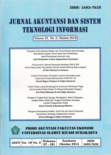 					View Vol. 10 No. 2 (2014): Akuntansi dan Sistem Teknologi Informasi
				
