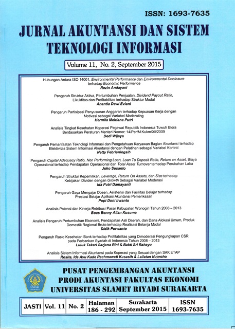 					View Vol. 11 No. 2 (2015): Akuntansi dan Sistem Teknologi Informasi
				