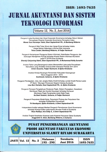 					View Vol. 12 No. 2 (2016): Akuntansi dan Sistem Teknologi Informasi
				