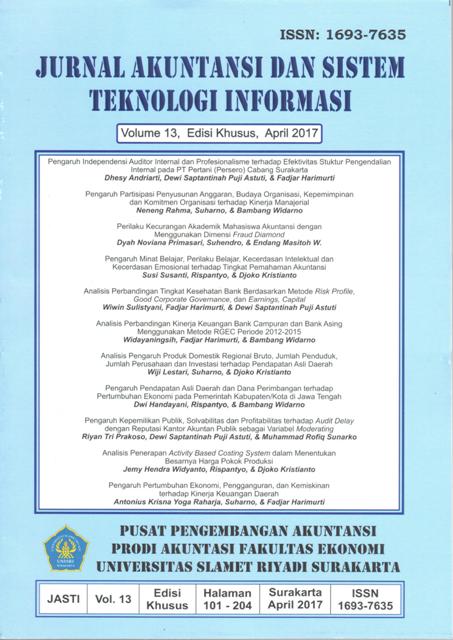 					View Vol. 13 (2017): Akuntansi dan Sistem Teknologi Informasi
				