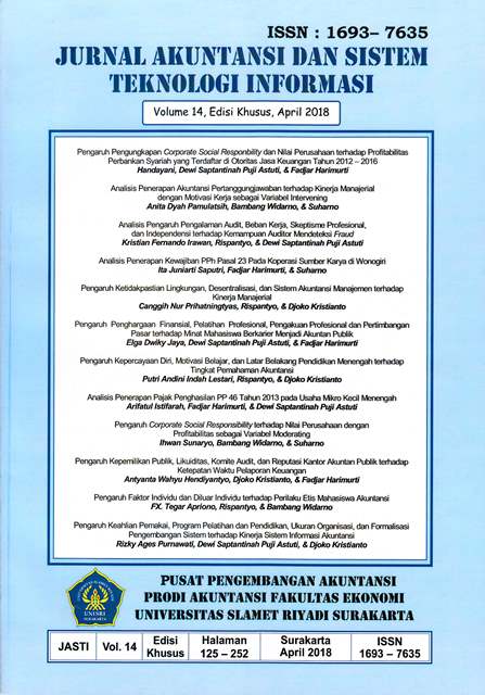 					View Vol. 14 (2018): Akuntansi dan Sistem Teknologi Informasi
				