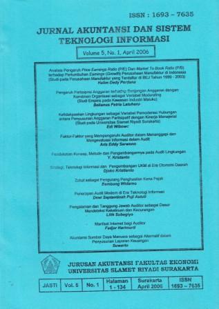 					View Vol. 5 No. 1 (2006): Akuntansi dan Sistem Teknologi Informasi
				