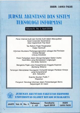 					View Vol. 8 No. 1 (2010): Akuntansi dan Sistem Teknologi Informasi
				