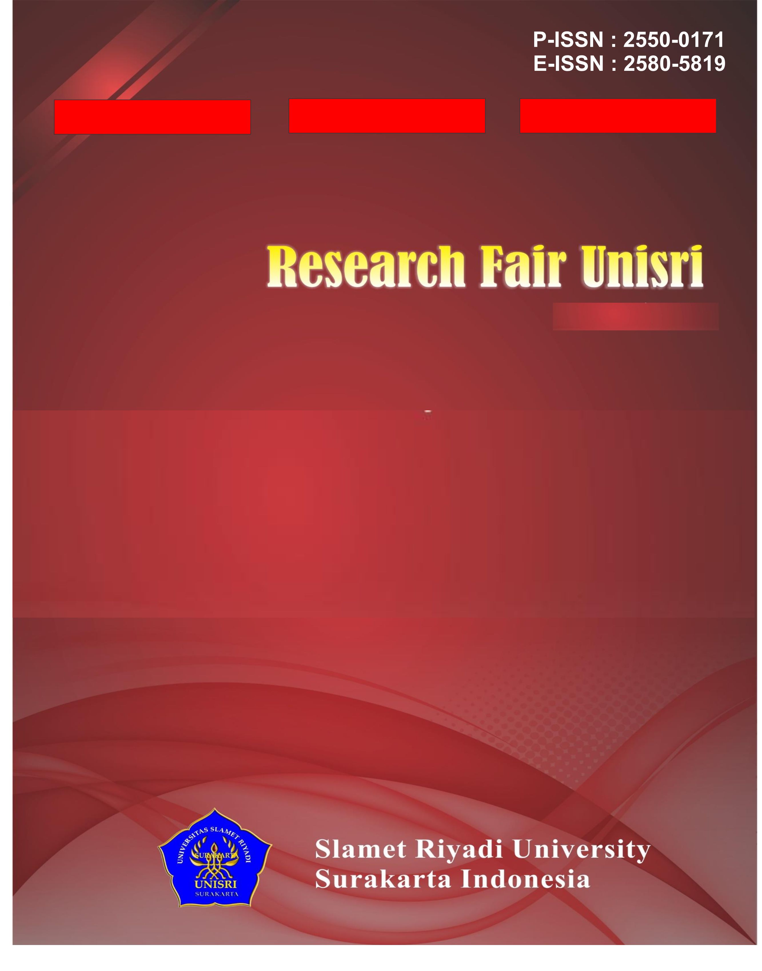 					View Vol. 6 No. 2 (2022):  Research Fair Unisri
				